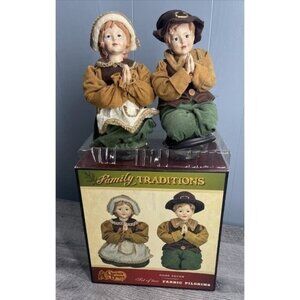 Cracker Barrel Family Traditions Thanksgiving‎ Pilgrim Figures Decor Fall Amish